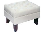 Sgabello Chesterfield Rivestimento In Pelle Poggiapiedi Chaise Ottoman Relax Pouf Nuovo
