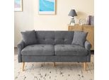 Design Moderno, Mobili Imbottiti, Tessuto Di Ciniglia, Divano Doppio, Divano Imbottito, Divano Con Cuscini Spessi, Grigio