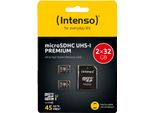Intenso Doppelpack Microsdhc 32GB UHS-I Premium Inkl. Adattatore Sd - Sd Ad Alta Capacità (Microsdhc) Classe 10