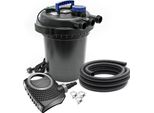 Set Completo Sunsun: Filtro A Pressione Per Laghetti CPF-250 Fino A 10000 L Con Chiarificatore Per Laghetti Da 11W, Pompa Per Laghetti NEO6000 Supereco 6000L/H 40W, Tubo Per Laghetti Da 5M 38 Mm (1 1/2"), Fascette Stringitubo W1 44-47Mm"
