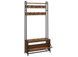 Appendiabiti Con Scarpiera 85X30X180 Cm Rustico Marrone