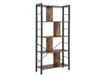 Libreria Industriale 74X30X154,5 Cm, Marrone Rustico, Metallo Nero