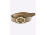 Ledergürtel HEINE, Damen, Gr. 85, beige, Gürtel