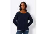 3/4 Arm-Pullover HEINE Pullover, Damen, Gr. 42, blau (marine), 100% Baumwolle, unifarben, 3/4-Ärmel, Pullover