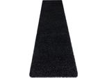 Tappeto, Tappeti Passatoie Soffi Shaggy 5Cm Nero - Per Il Soggiorno, La Cucina, Il Corridoio Nero 60X200 Cm