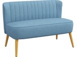 Homcom Divano A 2 Posti In Tessuto Imbottito Divano Doppio Divano Salotto Divano Legno Schiuma Blu 117 X 56,5 X 77 Cm