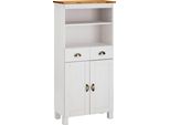 Midischrank Home Affaire "Oslo", Weiß (Weiß, Honig), B:60Cm H:125Cm T:30Cm, Massivholz, SchräNke, Midischrank