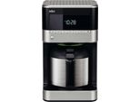 Braun PurAroma 7 KF 7125 Kaffeemaschine für Zuhause: Filterkaffeemaschine mit Thermoskanne und Timerfunktion, Einzelportionskaffeemaschine, 1000 Watt, schwarz/Edelstahl
