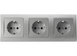 Chilitec Delphi Set 3 Prese + Telaio A 3 Vie 250V~/ 16A, Attacco A Spina, Argento