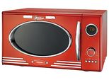 Melissa 16330129 Microonde Retrò/1000 Watt/23 Litri Di Camera Di Cottura, Microonde Di Design Con Grill/Rosso Metallizzato
