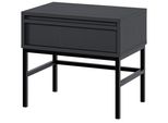 Selsey Evo - Comodino Con Cassetto E Struttura In Metallo, Nero, 50 Cm