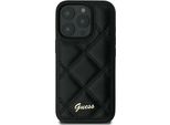 Guess Guhcp16Mpsqsqsk Custodia Rigida Per Iphone 16 Plus 6.7 Czarny/Nero Con Logo In Metallo Trapuntato