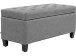 Homcom Panca Panca Imbottita Con Spazio Per Riporre Oggetti Panca Per Cassapanca Corridoio Camera Da Letto Soggiorno Legno Di Gomma In Poliestere Simile Al Lino Grigio Chiaro 100 X 40 X 44 Cm