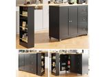 Flieks Tavolo Da Pranzo Tavolo Da Cucina Girevole A 360°, Tavolo Da Bar Carrello Da Pranzo Carrello Da Cucina A Isola Con Cassettiera, Tavolo Rettangolare, Carrello Da Portata 138/209X39Cm, Nero