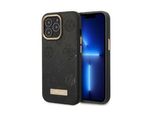 Guess Guhmp13Lsapstk Custodia Rigida Iphone 13 Pro / 13 6.1 Nero/Nero Logo Peonia Piastra Magsafe