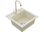 Mexen Vito Lavello Da Cucina In Granito A 1 Vasca Con Rubinetto Telma, Beige - 6503-69-670200-69