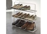Scarpiera Yamazaki A 3 Ripiani Bianca Portatile Salvaspazio Stretta In Metallo Per 8-9 Paia 50X46X14Cm "Tower"""