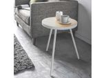 Yamazaki Home Tavolino Rotondo 38X50Cm Tavolino Da Divano Comodino Torre 3 Gambe Bianco
