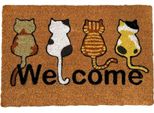 Home Elements Tappetino In Fibra Di Cocco, Welcome Cats, 40X60 Cm