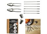 Set Di Posate Da Mare In Acciaio Inox Da 10 Pezzi - Include Cracker Per Granchi, Forchette E Ciotole Per Salse - Perfetto Per L'aragosta - Argento