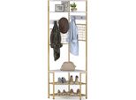 Costway Appendiabiti Ad Angolo, Appendiabiti A 5 Livelli Con Panca Per Scarpe, 12 Ganci In Metallo, Scarpiera Alta 183 Cm, Appendiabiti Bianco