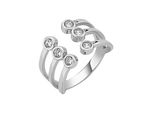 Fingerring Jobo Gr. 52, Silber (Silber 925), Fingerringe, Damen, 52, Silber 925 (Sterlingsilber), Fingerring, Offen 925 Silber Mit 6 Zirkonia