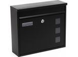 Cassetta Postale Wiltec V12 Nera 362 X 115 X 315 Mm, Cassetta Postale A Muro Con Serratura, Finestre Di Visualizzazione E Targhetta Identificativa, Cassetta Postale In Acciaio Zincato