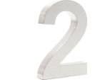 Numero Civico Wiltec 2 Numero Civico In Acciaio Inox Color Argento Con Moderno Design 3D, Altezza 20 Cm, Carattere Arial, Resistente Alla Ruggine E Agli Agenti Atmosferici, Con Materiale Di Fissaggio