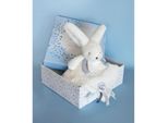 Doudou Set Regalo Blu - Coniglio Con Coperta Quadrata 25 Cm