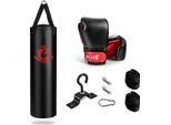 Costway Set Di Sacchi Da Boxe Per Adulti Da 28,5 Kg, Sacco Da Boxe Appeso Con Guantoni Da Boxe Da 12 Oz E Cinghie Per Le Mani, Sacco Da Boxe Per Muay Thai, Krav Maga, Taekwondo, Karate, Sacco Da Boxe Con Ganci Per Il Soffitto
