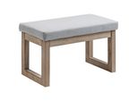 Homcom Sgabello Sgabello Imbottito Con Aspetto Lino, Sgabello Con Gambe In Legno, Panca Da Ingresso Per Soggiorno, Camera Da Letto, Grigio, 68 X 38 X 42 Cm