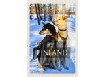 Vianmo Insegna In Legno 18X12 Cm Finnland Schnee Winterzeit Wald Hunde