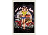 Vianmo Insegna In Legno 18X12 Cm Usa Amerika Route Us 66 Biker Frau