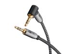 Goobay 65279 Cavo Di Collegamento Audio Serie Plus Aux, 3,5 Mm Stereo, 90°, 2 M, 2 M, Nero-Argento - Jack 3,5 Mm (3 Pin, Stereo) > Jack 3,5 Mm (3 Pin, Stereo) 90°