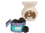 Wax Melts Scents Teak & Oak 10 Wax Melts In Barattolo Con Bruciatore E Tea Light
