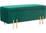Homcom Panca, Panca Imbottita Con Vano Portaoggetti, Panca A Cassapanca, Tessuto, Metallo, Legno Di Gomma, Schiuma, Verde, 100 X 40 X 42 Cm