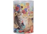 Clayre & Eef Salvadanai Ø 8X13 Cm Gatto Blu In Metallo