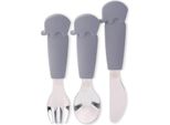 Ecorascals - Set Di Coltelli, Forchette E Cucchiai In Acciaio Inox E Silicone, Argento