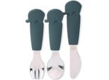 Ecorascals - Set Di Coltelli, Forchette E Cucchiai In Acciaio Inox E Silicone, Grigio-Verde