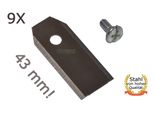 9 X 4,3CM Lame In Acciaio Inox Per Herkules G-Froce, Telsing 1000 1500 2000 Robot Rasaerba