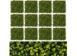 Costway 12 Pezzi Muro Di Piante Artificiali 50X50Cm, Recinzioni Decorative, Protette Dai Raggi Uv, Decorazione Di Piante Artificiali, Pannelli Di Bosso, Piante Artificiali Verdi
