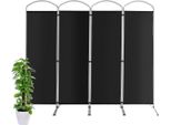 Costway Divisorio Per Ambienti 221 X 188 Cm, Schermo Pieghevole E Rimovibile, Schermo Per La Privacy In 4 Pezzi, Divisorio Per Ambienti All'interno, In Tessuto, Per Una Maggiore Privacy E Flessibilità (Nero)
