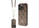 Guess Guhcp14Lp4Tdscpw Iphone 14 Pro6.1 BrąZowy/Brown Hardcase Crossbody 4G Metal Logo