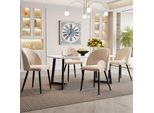Flieks Set Da Pranzo Tavolo Da Pranzo Con 4 Sedie Sala Da Pranzo 5Pcs, Set Sala Da Pranzo, Tavolo Da Pranzo Rettangolare Con Gambe Nere, Sedie Imbottite Con Rivestimento In Velluto, Beige