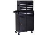 Durhand Carrello Da Officina Cassetta Portautensili Con 5 Cassetti Ruote 360° Metallo 60 X 28 X 104,5 Cm