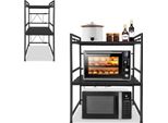 Yuenfong Scaffale Estensibile Per Microonde A 3 Livelli Con 3 Ganci Per Appendere, Spazio Di Archiviazione Per Il Bancone Della Cucina, Organizzatore, Supporto Per Stampante (44-60 Cm, Nero)