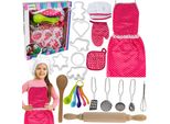 Malplay Set Cucina Giocattolo Piccolo Panettiere Con Grembiule, Guanti Da Forno, Teglie Da Forno, Mattarello Gioco Di Ruolo Cucina Per Bambini Dai 3 Anni In Su