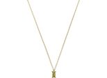 New Bling 9NB-0937 Collana In Argento Con Pendente - Donna - Zirconi - Rettangolo - 6 X 3 Mm - Verde Oliva - Maglia Ad Ancora - 1,2 Mm - 40 + 5 Cm - Argento - Placcato Oro (Placcato Oro/Oro Su Argento)