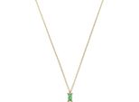 New Bling 9NB-0938 Collana In Argento Con Pendente - Donna - Zirconi - Rettangolo - 6 X 3 Mm - Verde - Maglia Ad Ancora - 1,2 Mm - 40 + 5 Cm - Argento - Placcato Oro (Placcato Oro/Oro Su Argento)