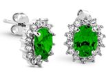 New Bling 9NB-0157 Orecchini In Argento - Rosetta - Zirconi Ovali 6X8 Mm - Argento/Verde